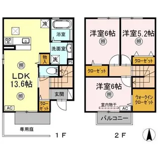 岡山県倉敷市東塚6丁目【テラスハウス】の間取り