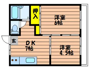 旭コーポ B棟【11号室】の間取り