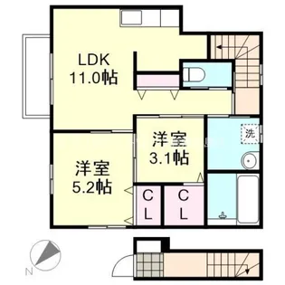 岡山県倉敷市四十瀬【アパート】の間取り