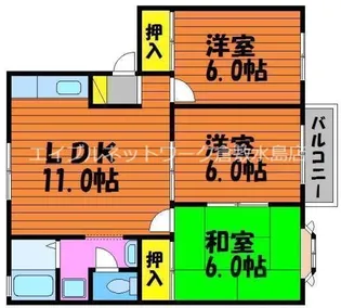 2LDKの間取り画像