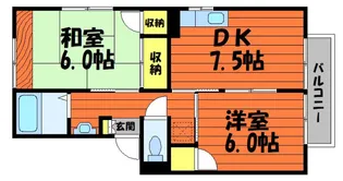 レインボーパレスB棟【2階】の間取り