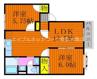 グリーンパーク西辛川C【2階】の間取り