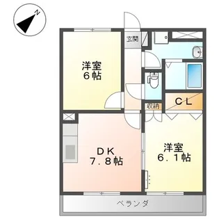 岡山県倉敷市玉島阿賀崎2丁目【アパート】の間取り