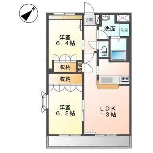 カーサ愛 2番館【2階】の間取り