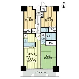 ライオンズマンション倉敷幸町【1202号室】の間取り