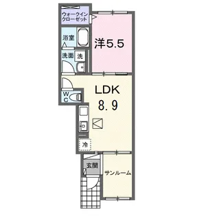 ウエスト ディオス Ⅲ【1階】の間取り