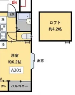 玉島長尾ハイツ A棟【201号室】の間取り