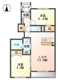 メイプルコートA【1階】の間取り