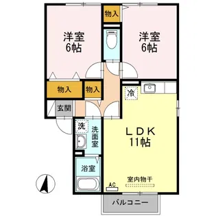 グリーンベルズ D棟【2階】の間取り