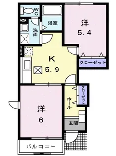 ベルオーブメゾンB【1階】の間取り