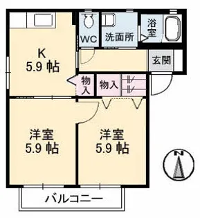 サンハイツ D棟【2階】の間取り