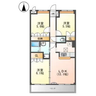シャン・ド・ボヌール【1階】の間取り