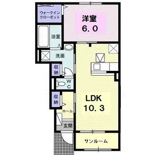 ルーベル塩屋ⅡB【1階】の間取り