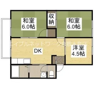 エフシリーズウエスト E棟【202号室】の間取り