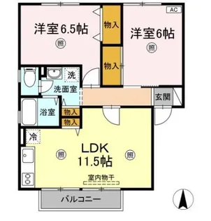 ハイカムール花尻 B棟【2階】の間取り