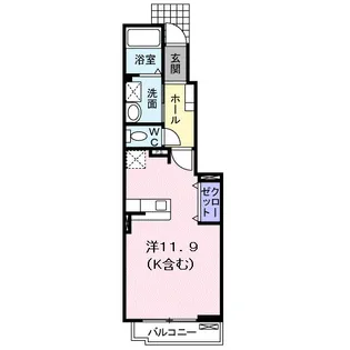 アクティフ神辺B【1階】の間取り