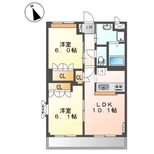 ランドマーク曙 壱番館【3階】の間取り