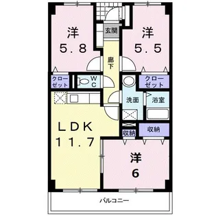 パラッツォ・アウローラ【3階】の間取り