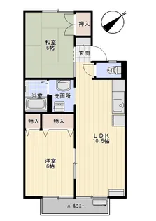 パピヨン虫明【202号室】の間取り