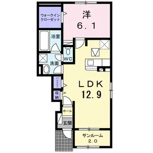プラシード・A【1階】の間取り