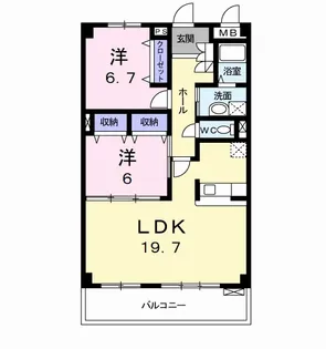 シャン・ド・フルール【2階】の間取り
