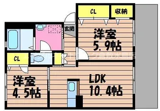 パークタウン茶屋町 K【230号室】の間取り