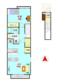 グランパレK B【2階】の間取り