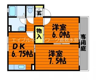 バンビーノ D棟【201号室】の間取り
