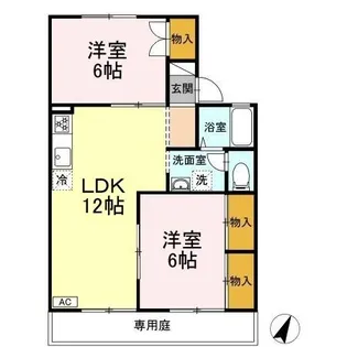 セジュール城之内 A棟【1階】の間取り