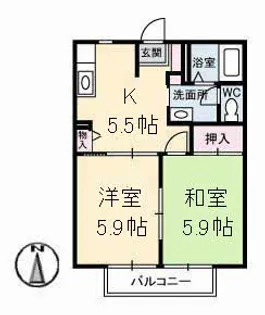 イーストビレッジ坂本 A棟【2階】の間取り