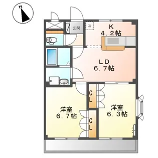 ランドマーク曙 壱番館【3階】の間取り