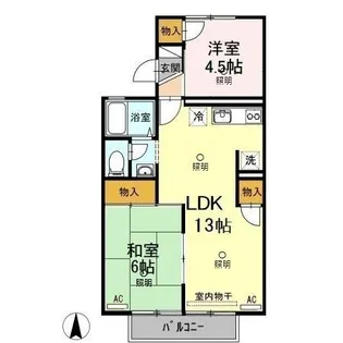 セジュール三島 B棟【2階】の間取り