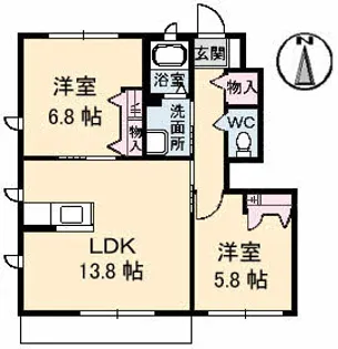 コンフォールⅡ B棟【1階】の間取り