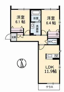グランベレオ三吉 A棟【1階】の間取り