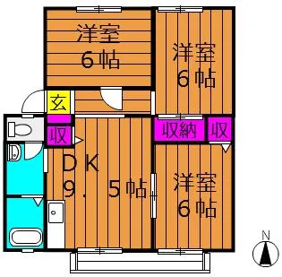 サンビレッジ新田 C【202号室号室】の間取り