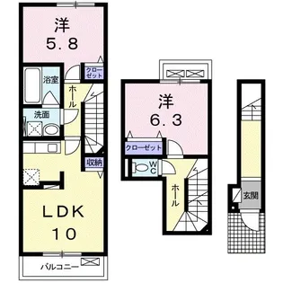 エトワールⅡ B【2階】の間取り