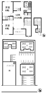 グランソレイユB【2階】の間取り