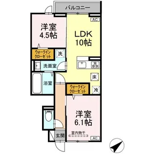 Le Clair【102号室】の間取り