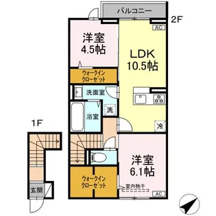 Le Clair【202号室】の間取り