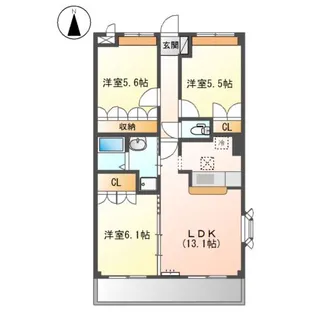 シャン・ド・ボヌール【1階】の間取り