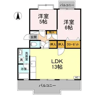 2LDKの間取り画像