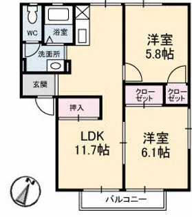 グレースフジ B棟【1階】の間取り