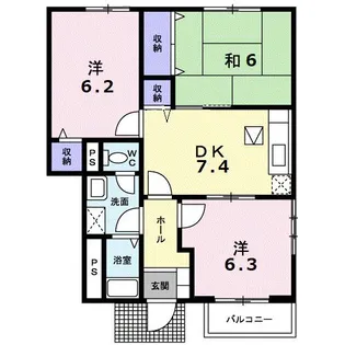 グランドゥールタクミA【1階】の間取り
