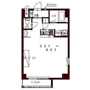 コリドールベイ【801号室】の間取り