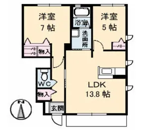 コンフォールⅡC棟【101号室】の間取り