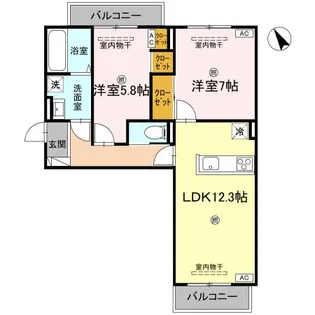 J.リヴェール高松西宝町 A棟【2階】の間取り
