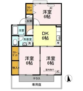 ドミール屋島 A棟【A103号室】の間取り