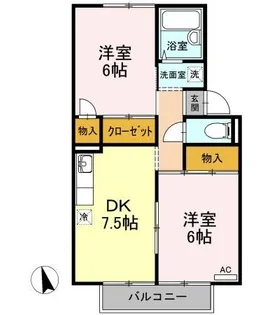 屋島ハイツ B棟【2階】の間取り