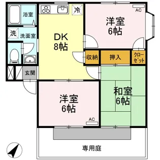 フォブール福岡【1階】の間取り