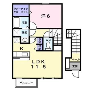 シャン・ミリュー ⅠB【2階】の間取り